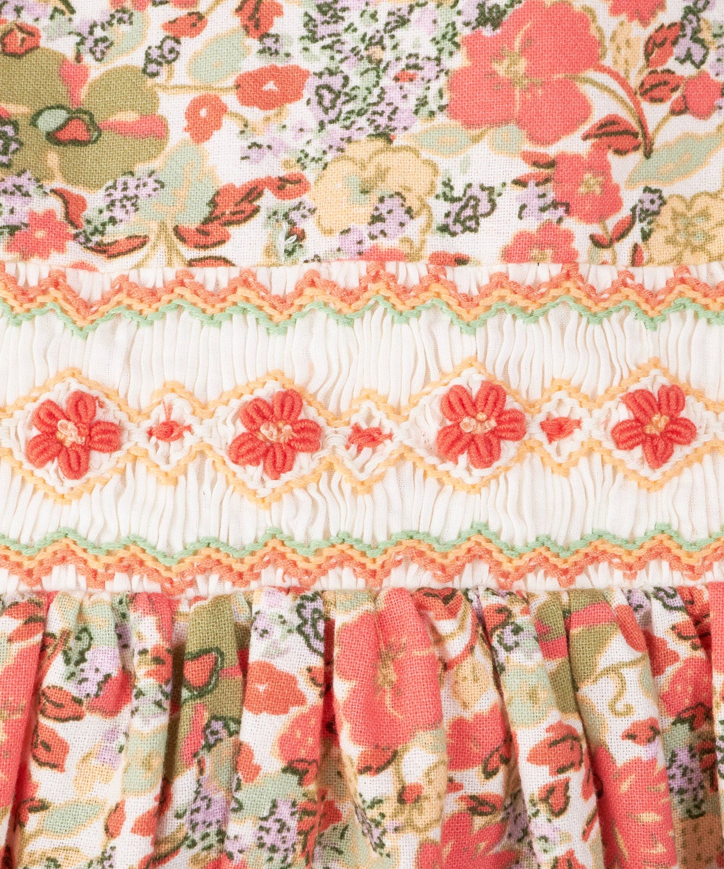 Orange Floral Smocked Dress