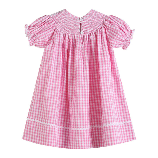 Pink Gingham Classic Smocked Bishop Dress