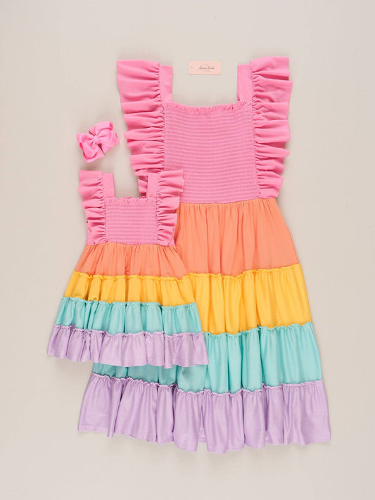 Color Blocked Rainbow Dress