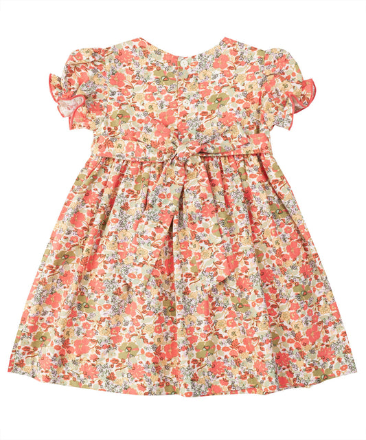 Orange Floral Smocked Dress