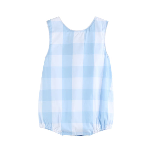 Blue Check Bubble Romper