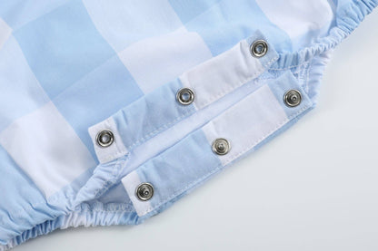 Blue Check Bubble Romper