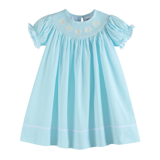 Light Blue Daisy Smocked Dress
