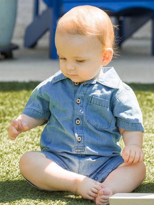 Denim Button-Up Romper