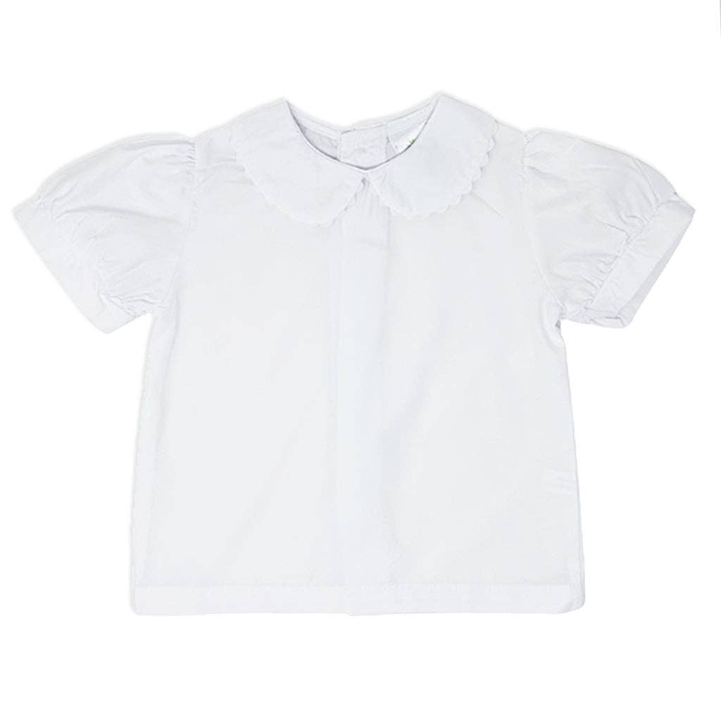 Girls Short Sleeve Peter Pan Collar Shirt