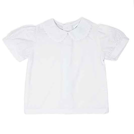 Girls Short Sleeve Peter Pan Collar Shirt