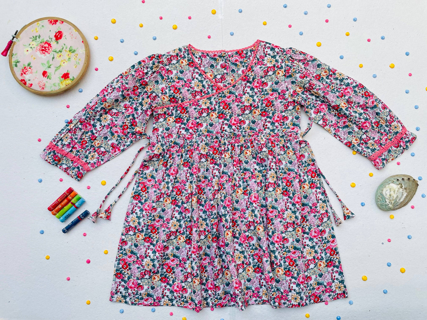 Pink Bloom Overlap Dress