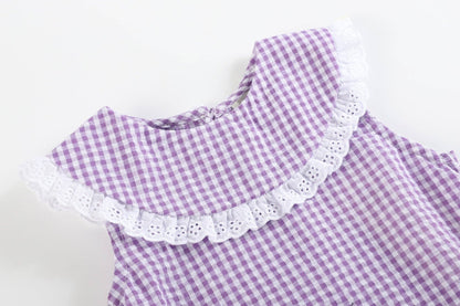 Purple Gingham Collared Bubble