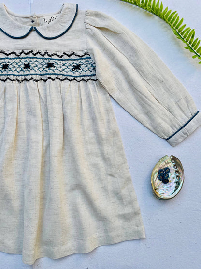 Linen Blend Hand Smocked Dress