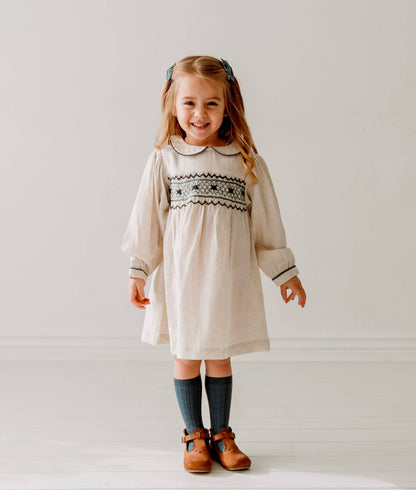 Linen Blend Hand Smocked Dress