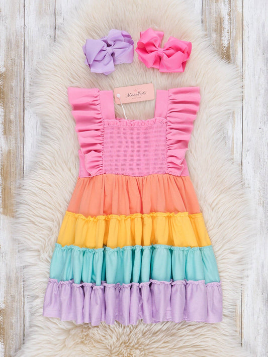 Color Blocked Rainbow Dress