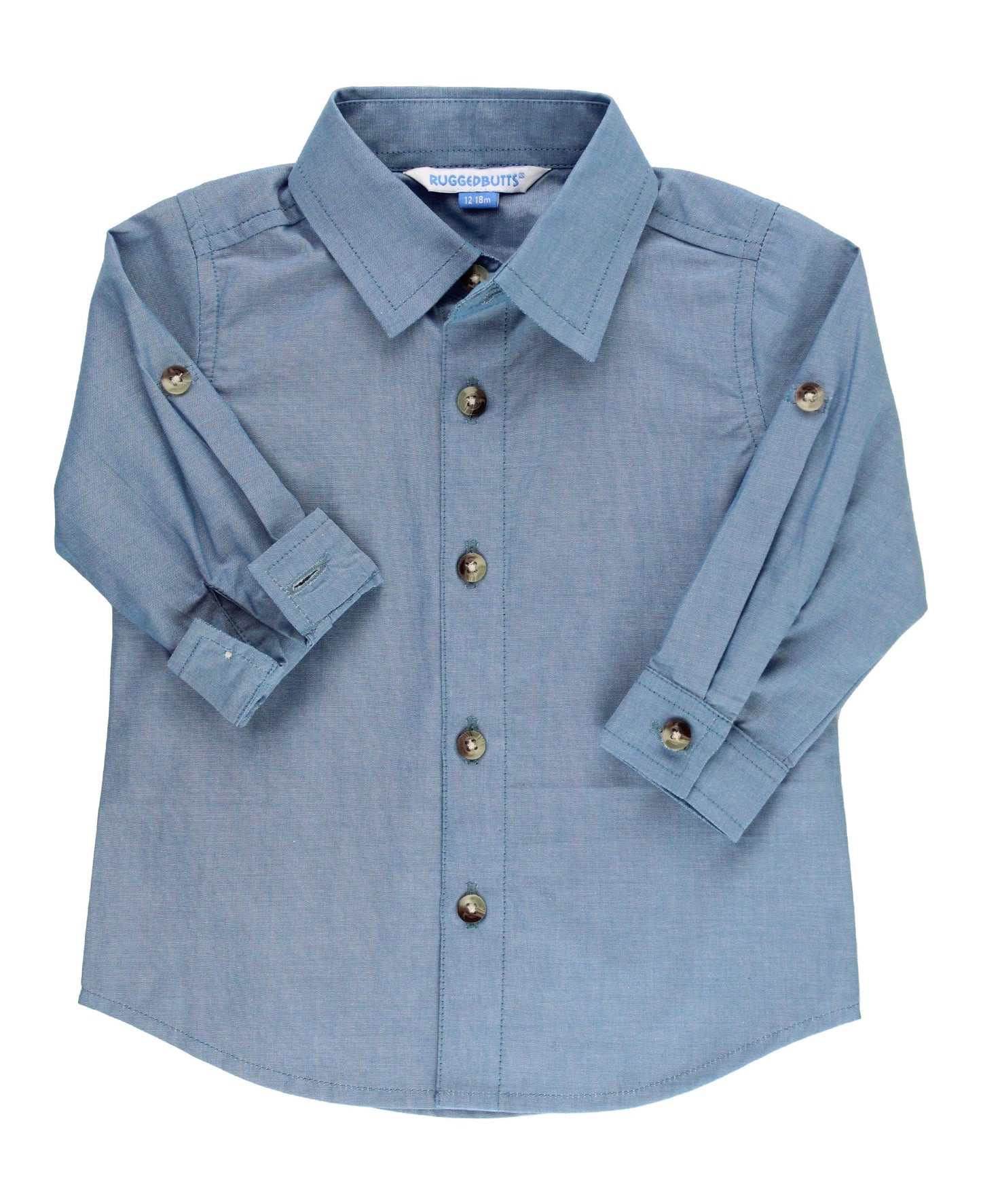Boys Blue Chambray Long Sleeve Button Down