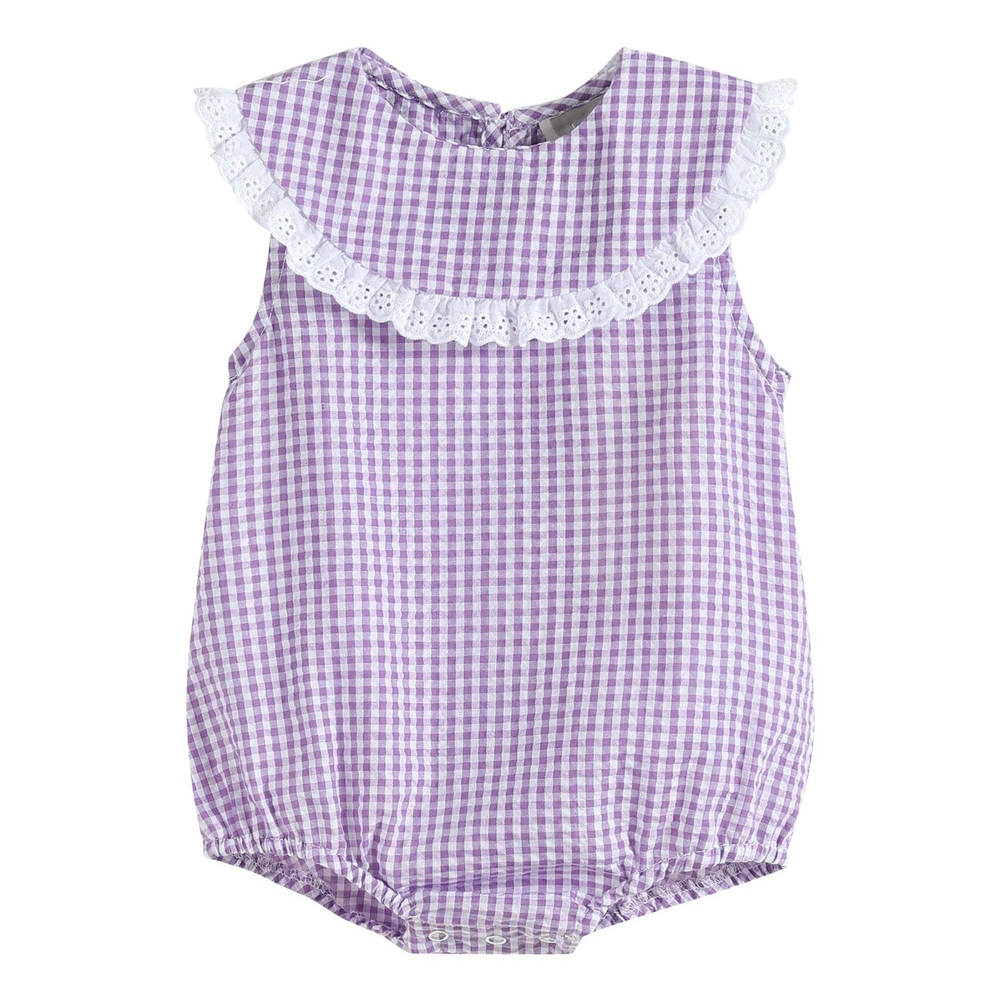 Purple Gingham Collared Bubble