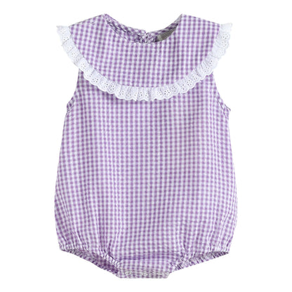 Purple Gingham Collared Bubble