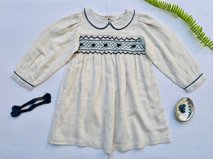 Linen Blend Hand Smocked Dress
