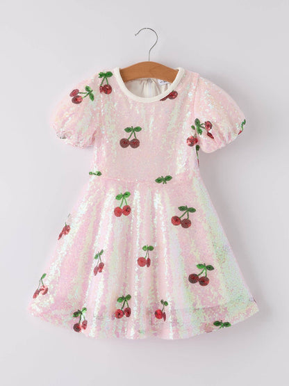 Sweet Cherry Sequins Dress