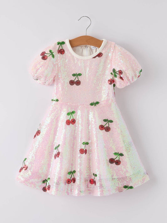 Sweet Cherry Sequins Dress
