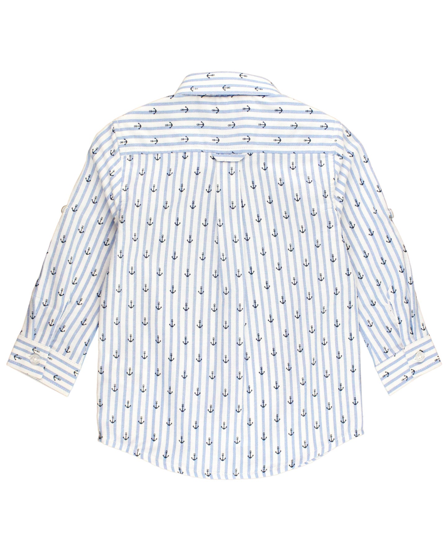 Boys Anchors Ahoy Stripe Long Sleeve Button Down