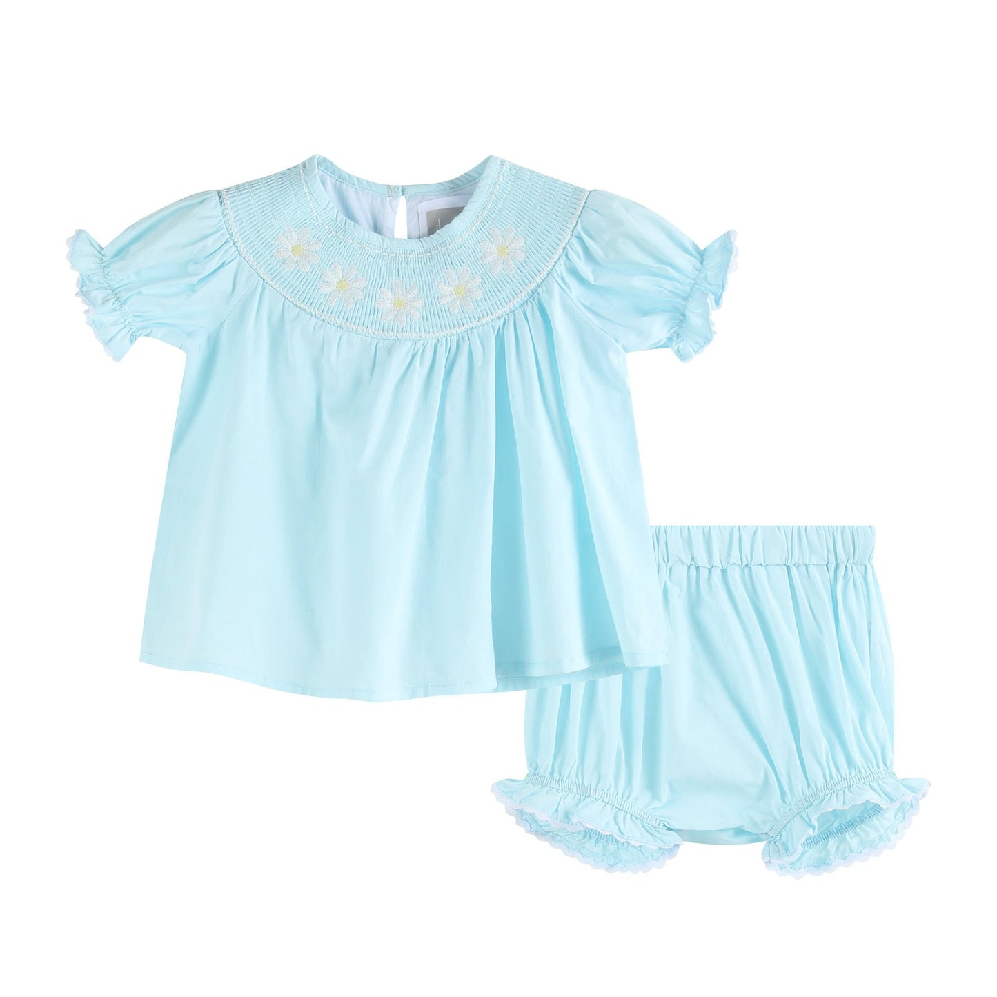 Light Blue Daisy Smocked Bloomer Set