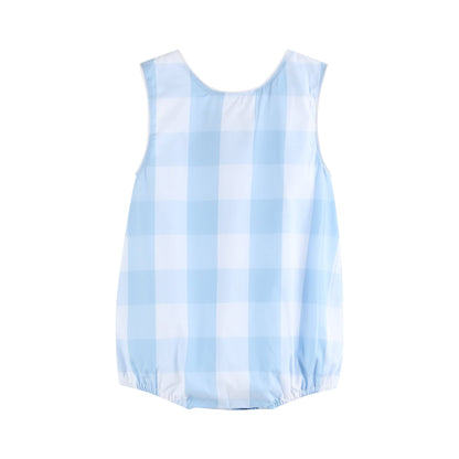 Blue Check Bubble Romper