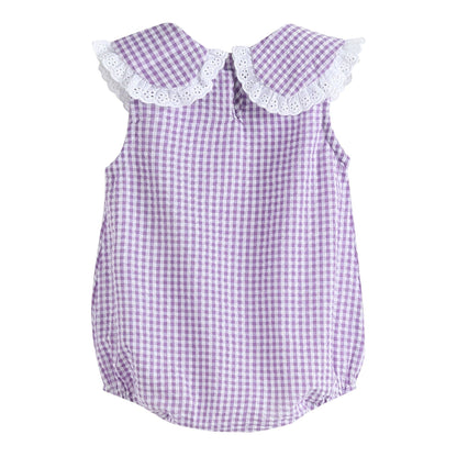 Purple Gingham Collared Bubble