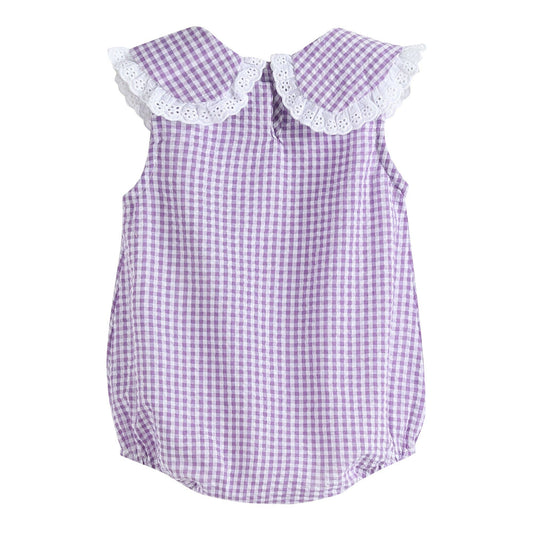 Purple Gingham Collared Bubble