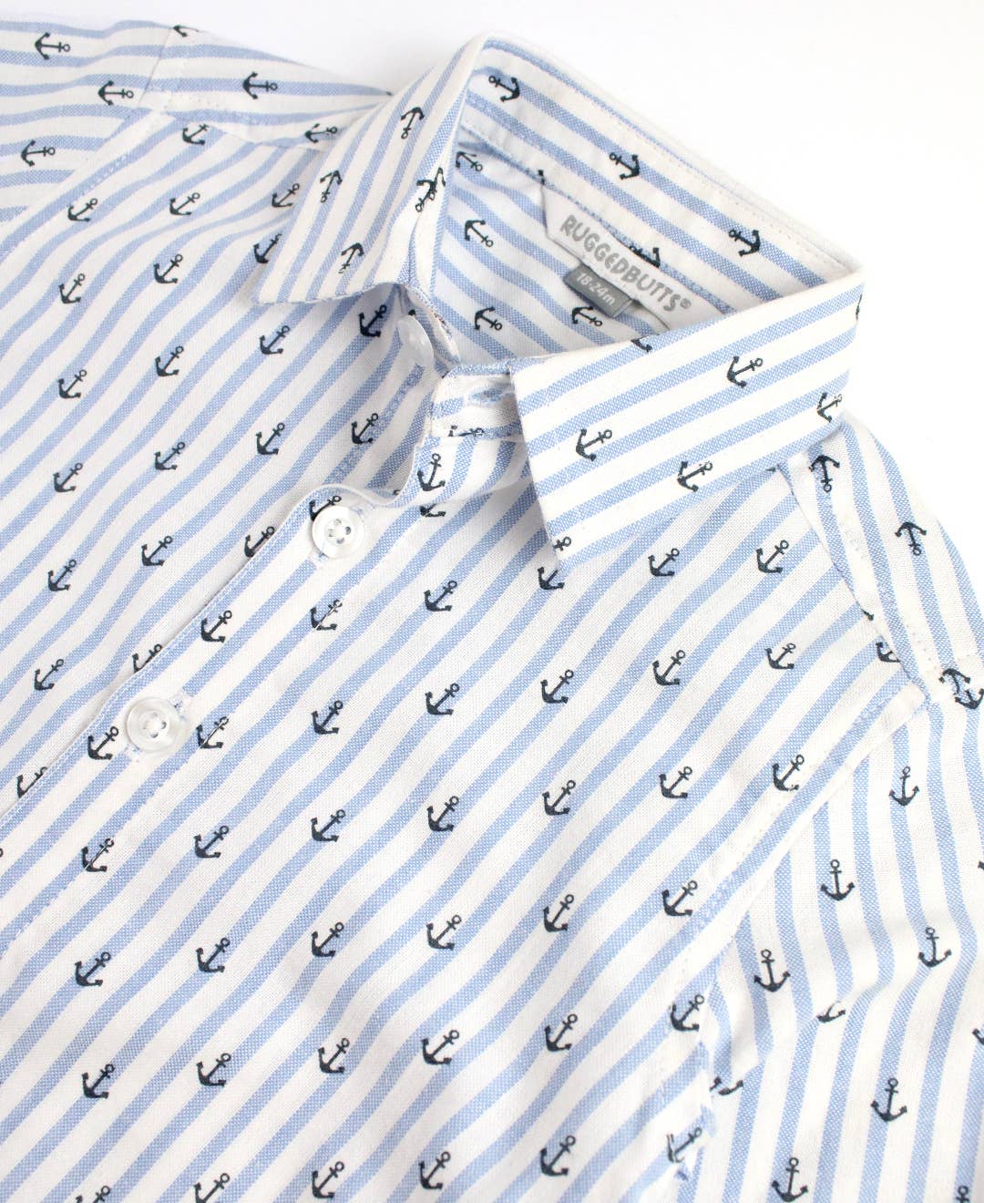 Boys Anchors Ahoy Stripe Long Sleeve Button Down