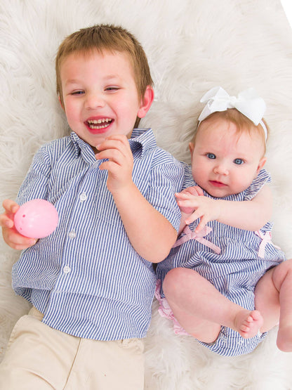 Blue Seersucker Button Down