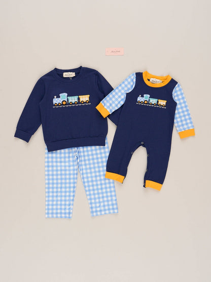 Crewneck Gingham Train Set